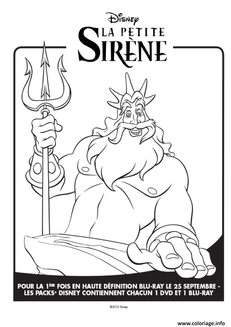 Dessin disney la petite sirene officiel affiche Roi Triton Coloriage Gratuit à Imprimer